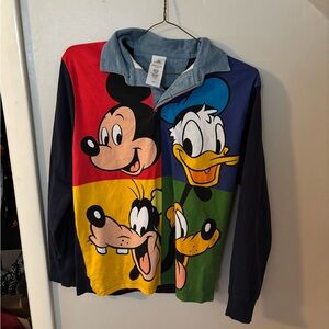 Disney Adult/Unisex Long Sleeve Polo - Red, Yellow, Blue, Green